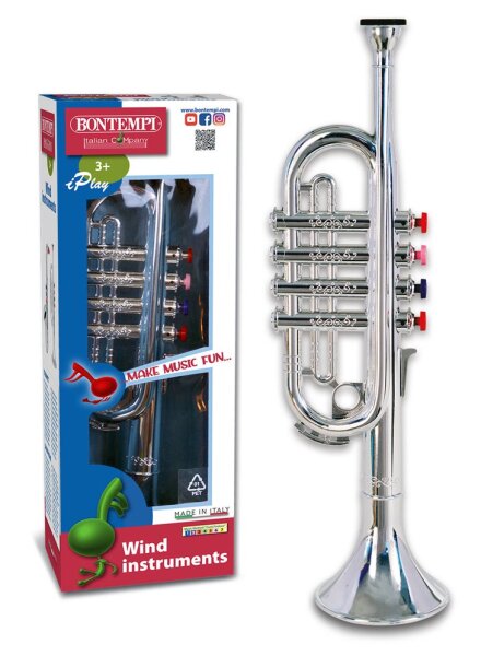 Bunte Trompete mit 4 Tasten 37cm aus Italien für kleine Musiker