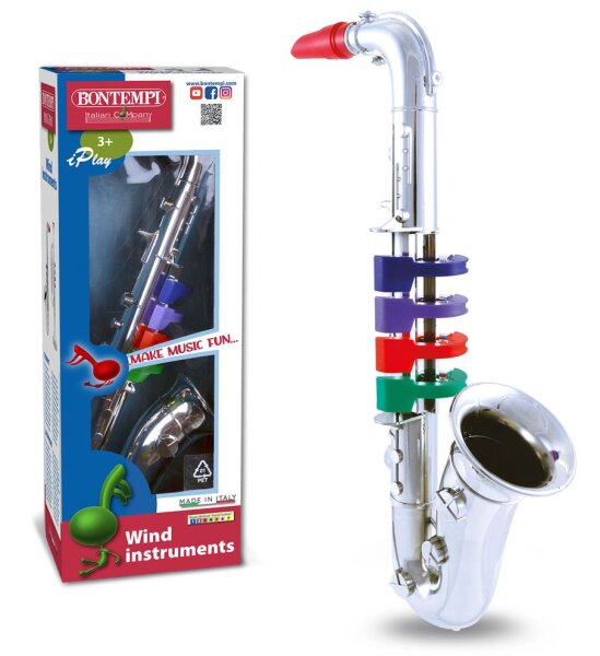 Saxophon 36cm mit 4 farbigen Tasten und Noten für Kinder und Anfänger