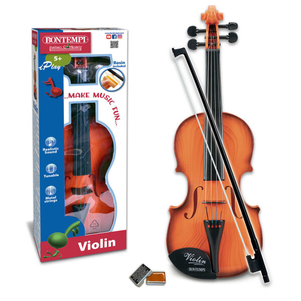 Tunable Violin with 4 Metal Strings and Rosin - 490 mm