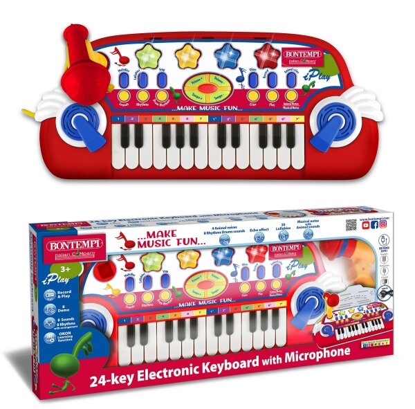 24-Tasten Elektronik-Keyboard mit Mikrofon und Lichteffekten für Kinder