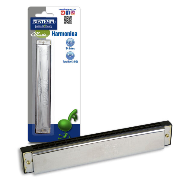 Mundharmonika 24 Töne 18cm aus Metall für Musikliebhaber und Einsteiger