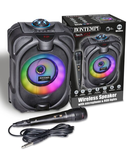Kabelloser 80W Lautsprecher mit Mikrofon und RGB-Lichteffekten