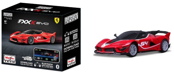 Maisto RC Power Racer Ferrari FXXK Evo Bluetooth mit App und Sound