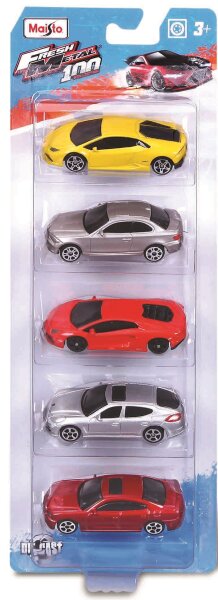 5er Set Metallmodellautos 8 cm im Blister - Verschiedene Modelle assortiert