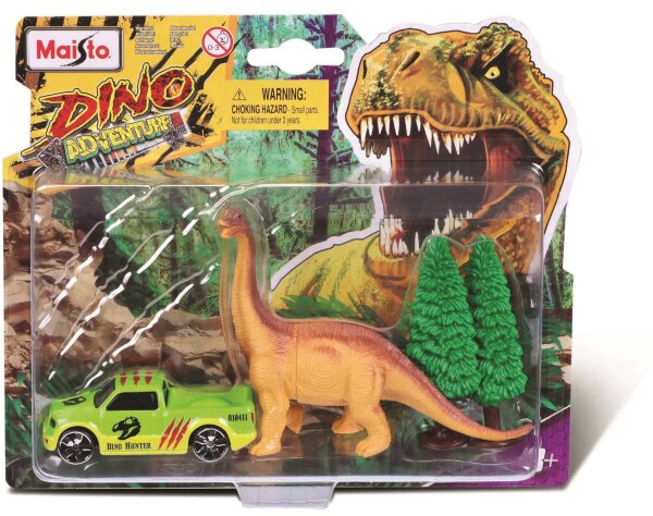Dino Abenteuer Spielset mit Fahrzeug und Zubehör - Maisto Metallset