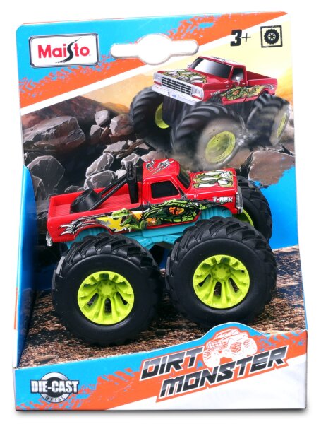 Maisto Dirt Monster Fahrzeuge aus Metall mit großen Reifen in bunten Farben