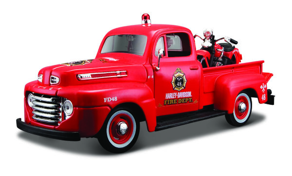 Ford F-1 Pick-Up 1948 Harley Davidson 1/24 Modellauto rot von Maisto