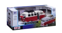 VW-Bus Samba T1 1/24 rot mit Dachträger und Gepäck von Maisto