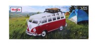 VW-Bus Samba T1 1/24 rot mit Dachträger und Gepäck von Maisto