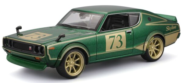 Nissan Skyline 2000GT-R 1973 1/24 Modellauto grün von Maisto lizenziert