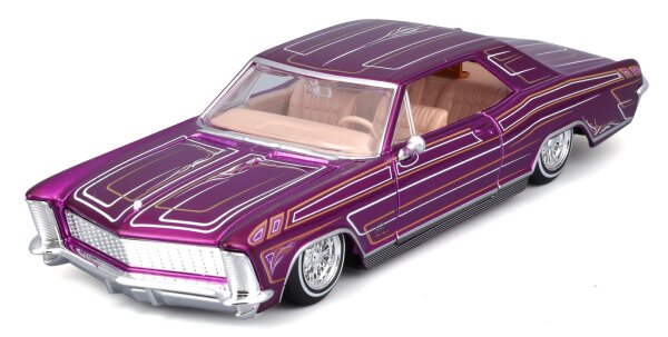 Buick Riviera 1965 Lowrider 1/24 violett detailgetreues Modellauto von Maisto