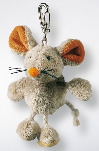 Niedlicher Plüsch-Anhänger Maus Eddi mit Karabiner von Schaffer Deutschland