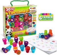 Stempelset Tiere 20 Stück mit abwaschbaren Farben...