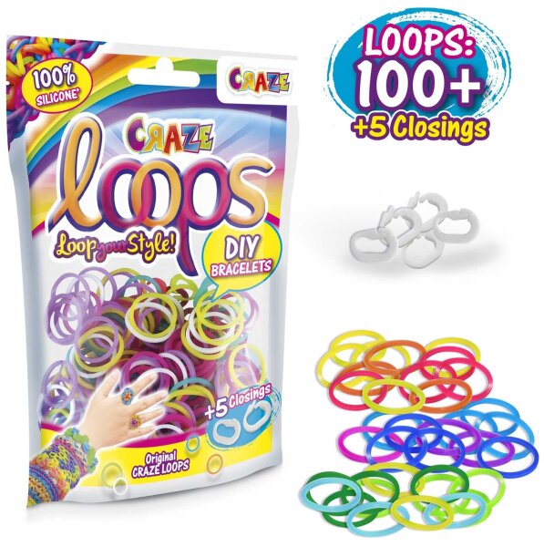 Loops Foilbag 100 Stk + 5 Verschlüsse für DIY Armbänder Basteln