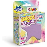Inkee Foamy Star Badebombe mit Blaubeerduft in Gelb und Lila