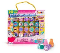CRAZE Stempel Einhorn Set 20 Stück mit abwaschbarer Farbe im Koffer