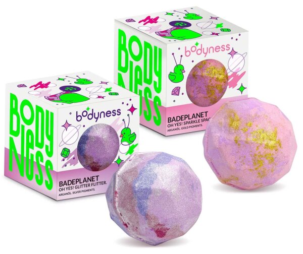 BODYNESS Badeplanet Gem Dust - Kosmisches Badeerlebnis in Gold oder Silber