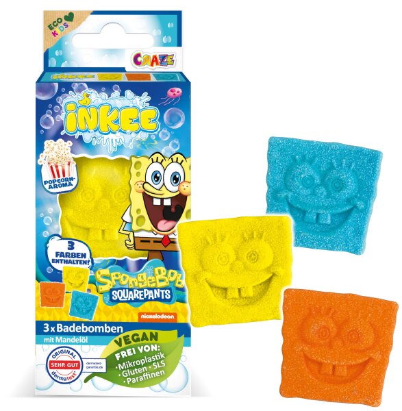 Inkee Mini Pack SpongeBob Badezusätze für fruchtigen Badespaß ohne Mikroplastik