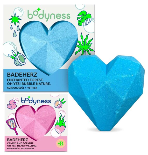 Bodyness Badeherz in Rosa und Blau für luxuriöse Entspannung