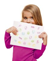 Hello Kitty Stempelset 20 selbstfärbende Stempel in 6 Farben mit Block