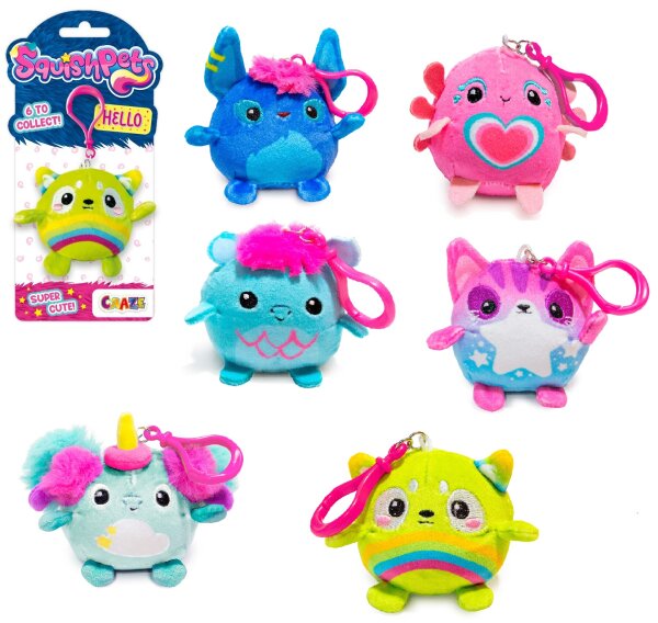 Squishpets Schlüsselanhänger in 6 Designs: Nila G, Sinty Wave, Dolly und mehr