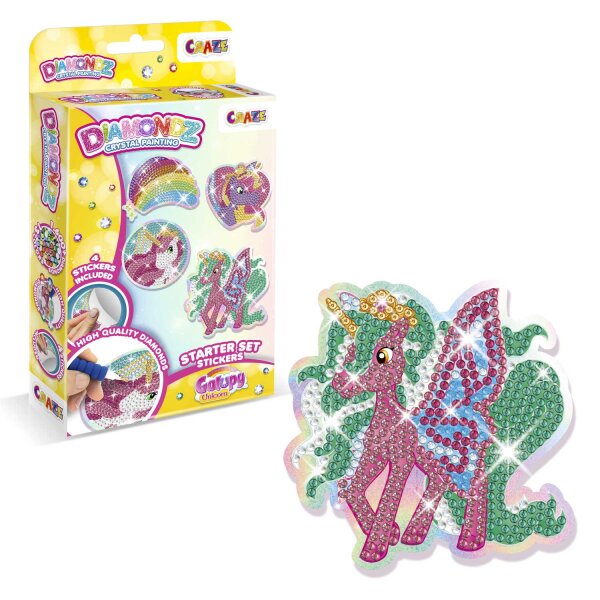 Diamondz Galupy Unicorn Starter Set mit 4 kreativen Sticker-Vorlagen