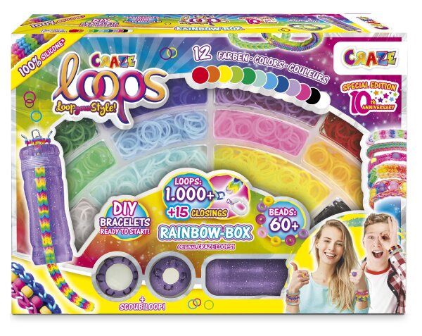 Loops Rainbow Box 1000 Stück zum Selbermachen von CRAZE Armbändern