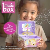 Niedliche Musikdose Fee mit Spieluhr und Feengrafik in Geschenkverpackung