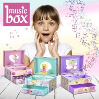 Niedliche Musikdose Fee mit Spieluhr und Feengrafik in Geschenkverpackung