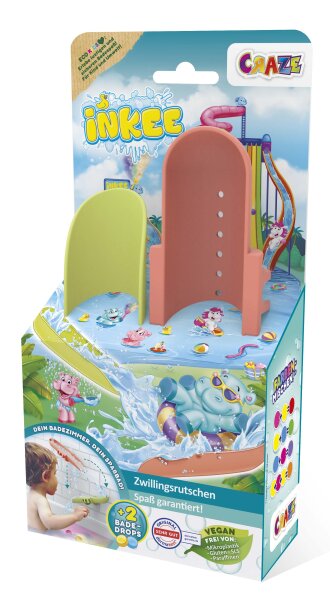 INKEE Bad Doppelrutschen Set für aufregende Badeabenteuer mit Farbenfrohen Spielzeugen