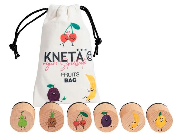 KNETÄ Holzstempel-Set Fruits für Kinder ab 1 Jahr, 6 fruchtige Stempel