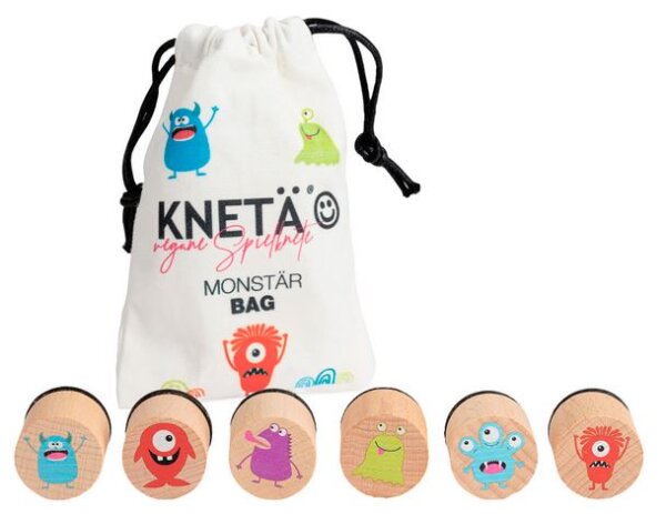 KNETÄ Holzstempel-Set Monstär für kreative Kinder ab 1 Jahr, 6 Monster