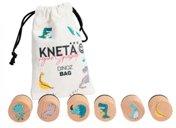 KNETÄ Holzstempel-Set Dinoz für Kinder ab 1 Jahr - 6 Dinos, 30mm Durchmesser