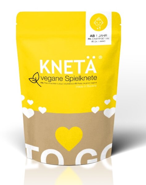 KNETÄ Gelbe Knetmasse 100g für Kinder ab 1 Jahr vegan und auswaschbar