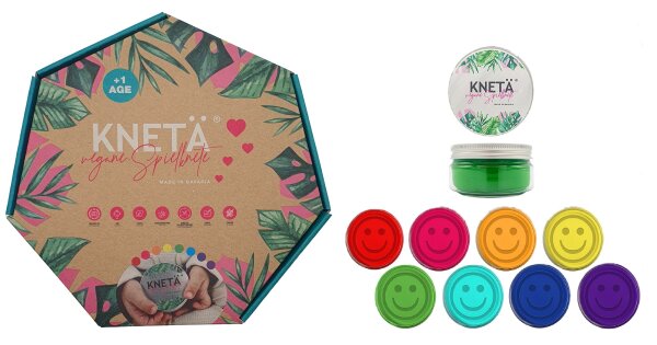 KNETÄ 8er Set Vegane Knetmasse für Kinder ab 1 Jahr in bunten Farben