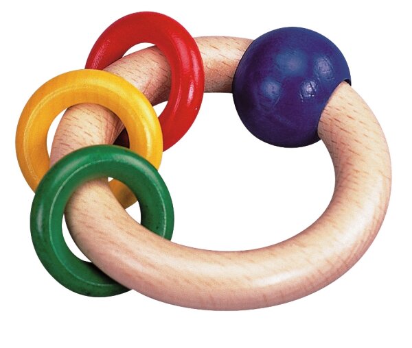 Greifling 3 Ringe aus Buchenholz für Babys ab 4 Monaten - Motorik fördern