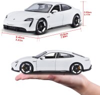 Porsche Taycan Turbo S 1/24 Model Car White with Opening Doors and Steering