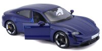 Porsche Taycan Turbo S 1/24 blau hochwertiges Modellauto mit funktionierendem Steuer