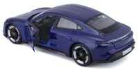 Porsche Taycan Turbo S 1/24 blau hochwertiges Modellauto mit funktionierendem Steuer