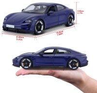 Porsche Taycan Turbo S 1/24 blau hochwertiges Modellauto mit funktionierendem Steuer