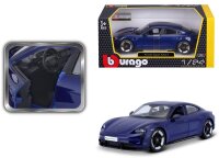 Porsche Taycan Turbo S 1/24 blau hochwertiges Modellauto mit funktionierendem Steuer