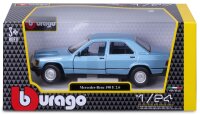 Mercedes Benz 190E 1987 Modellauto 1:24 Blau mit Öffnenden Türen und Steuer