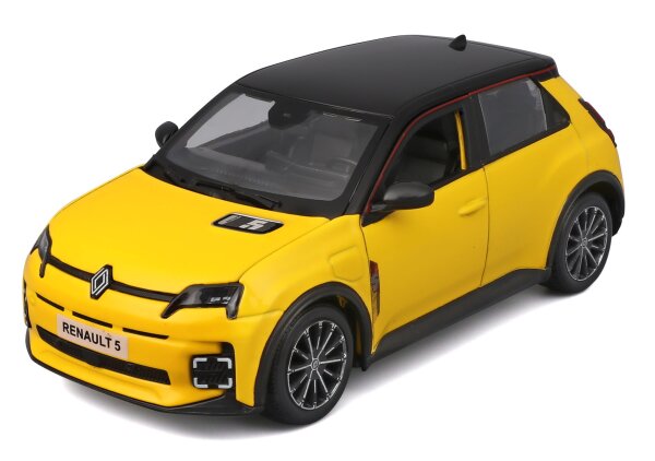 Renault 5 E-Tech 1/24 gelb Modellauto mit funktionierendem Steuer und Öffnungen