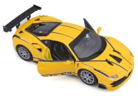 Ferrari Racing 488 Challenge 1/24 gelb detailgetreues Modellauto aus Zinkguss