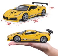 Ferrari Racing 488 Challenge 1/24 gelb detailgetreues Modellauto aus Zinkguss