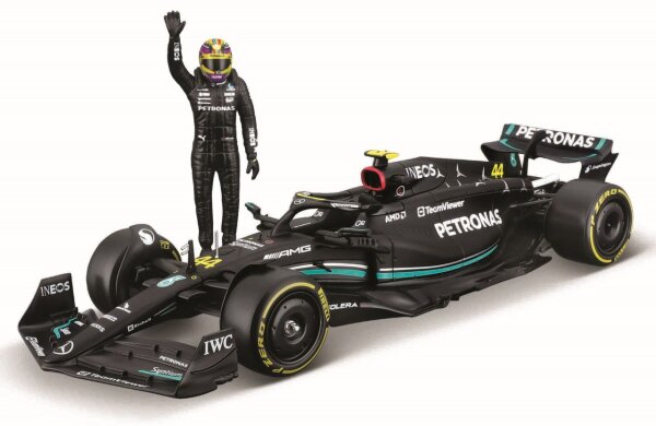Mercedes-AMG F1 W14 E Perf. 2023 1/24 Modell mit Figur Lewis Hamilton