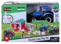 Bburago Hühnerstall mit Traktor und Zubehör für kreative Spielstunden