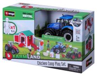 Bburago Hühnerstall mit Traktor und Zubehör für kreative Spielstunden