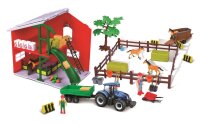 Bburago Pferdestall mit Traktor und Zubehör für...