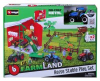 Bburago Pferdestall mit Traktor und Zubehör für kreative Spielstunden